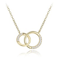 MINET Luxusní pozlacený stříbrný náhrdelník s bílými zirkony