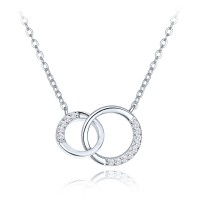 MINET Luxusní stříbrný náhrdelník s bílými zirkony