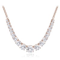 MINET Rose gold luxusní stříbrný náhrdelník s bílými zirkony Ag 925/1000 16,00g