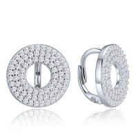 MINET Luxusní kruhové stříbrné náušnice s bílými zirkony