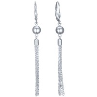 MINET Řetízkové stříbrné visací náušnice s kuličkami