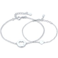 MINET Stříbrný set náramků se srdíčkem - matka a dcera
