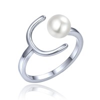 MINET Stříbrný prsten s přírodní perlou vel. 54
