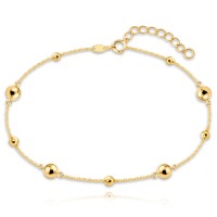 MINET Zlatý řetízek na kotník s kuličkami Au 585/1000 1,55g