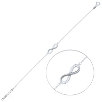 MINET Elegantní zlatý náramek z bílého zlata nekonečno s bílými zirkony Au 585/1000 1,15g