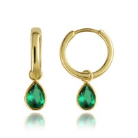 MINET Elegantní zlaté náušnice se zelemými zirkony Au 585/1000 1,75g
