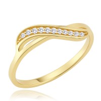 MINET Luxusní zlatý prsten s bílými zirkony Au 585/1000 vel. 53 - 1,25g