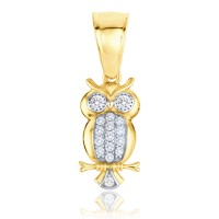 MINET Zlatý přívěs sova s bílými zirkony Au 585/1000 1,35g