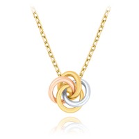 MINET Zlatý trojbarevný náhrdelník uzlík Au 585/1000 2,30g