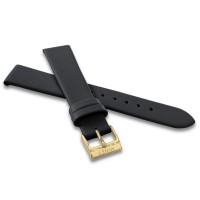 MINET Černý kožený řemínek se zlatou sponou - 14