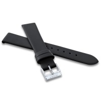 MINET Černý kožený řemínek se stříbrnou sponou - 16