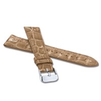 LAVVU Lesklý béžový prošitý řemínek CROCO OCALA z luxusní kůže Top Grain - 16