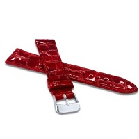 LAVVU Lesklý červený prošitý řemínek CROCO OCALA z luxusní kůže Top Grain - 14