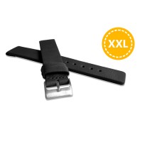 LAVVU XL Prodloužený černý hladký řemínek Plain z luxusní kůže Top Grain - 22 XXL