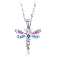 MINET Stříbrné dětské náušnice vážka se zirkony