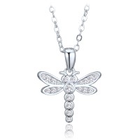 MINET Dětské stříbrné náušnice vážka se zirkony