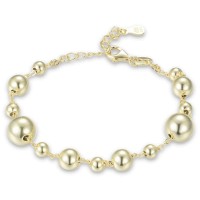 MINET Elegantní pozlacený stříbrný náramek s kuličkami