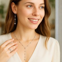 MINET Elegantní stříbrný náhrdelník s kuličkami