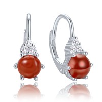 MINET Elegantní stříbrné náušnice s jaspisem a zirkony