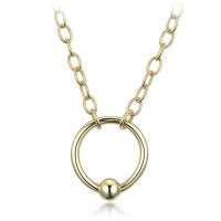 MINET Elegantní pozlacený stříbrný náhrdelník kroužek