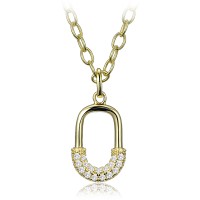 MINET Luxusní pozlacený stříbrný náhrdelník se zirkonem