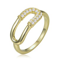 MINET Luxusní pozlacený stříbrný prsten se zirkonem vel. 55