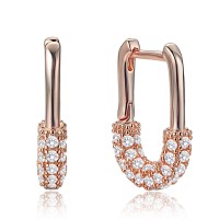 MINET Luxusní rosegold stříbrné náušnice se zirkony