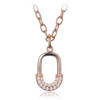 MINET Luxusní rosegold stříbrný náhrdelník se zirkonem