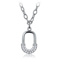 MINET Luxusní stříbrný náhrdelník se zirkonem