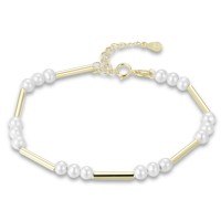 MINET Pozlacený stříbrný náramek s přírodními perlami