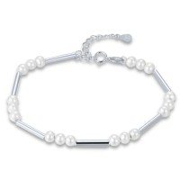 MINET Stříbrný náramek s přírodními perlami