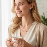 MINET Dvojitý stříbrný náhrdelník s přírodní perlou