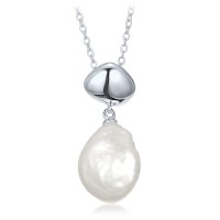 MINET Elegantní stříbrný náhrdelník s perlou