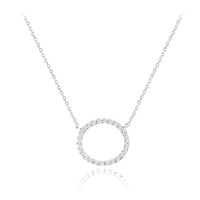 MINET Náhrdelník z bílého zlata kroužek s bílými zirkony Au 585/1000 2,20g