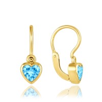 MINET Dětské náušnice s předním zapínáním srdíčka s modrými zirkony Au 585/1000 1,25g