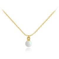 MINET Elegantní zlatý náhrdelník s bílým opálem Au 585/1000 1,65g