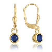 MINET Elegantní zlaté náušnice s modrými zirkony Au 585/1000 1,80g