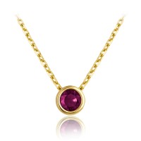 MINET Decentní zlatý náhrdelník s vínovým zirkonem Au 585/1000 1,85g
