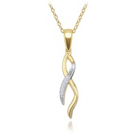 MINET Elegantní zlatý náhrdelník s bílými zirkony Au 585/1000 2,25g