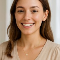 MINET Zlatý náhrdelník srdce s bílými zirkony Au 585/1000 1,40g