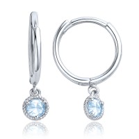 MINET Decentní náušnice z bílého zlata s modrými zirkony Au 585/1000 1,00g