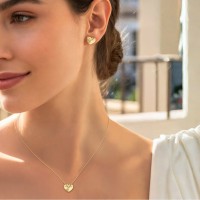 MINET Decentní zlaté náušnice s motivem srdcí Au 585/1000 1,70g