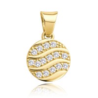 MINET Elegantní zlatý přívěsek kolečko s bílými zirkony Au 585/1000 1,10g