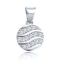 MINET Přívěsek z bílého zlata kolečko s bílým zirkonem Au 585/1000 1,10g