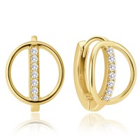 MINET Elegantní zlaté náušnice s bílými zirkony Au 585/1000 1,75g