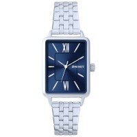 MINET Stříbrno-modré dámské hodinky SIENA se stříbrným ocelovým řemínkem