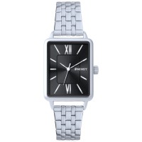 MINET Stříbrno-černé dámské hodinky SIENA se stříbrným ocelovým řemínkem