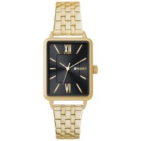 MINET Zlato-černé dámské hodinky SIENA se zlatým ocelovým řemínkem
