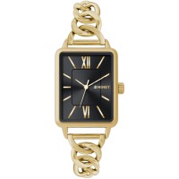 MINET Zlato-černé dámské hodinky SIENA se zlatým ocelovým řemínkem
