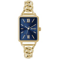 MINET Zlato-modré dámské hodinky SIENA se zlatým ocelovým řemínkem